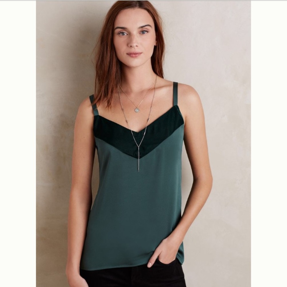 ✨ANTHROPOLOGIE Velvet Green Tank